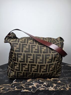 RARE 1990s Fendi Chef Zucca Monogram Hobo Made in Italy